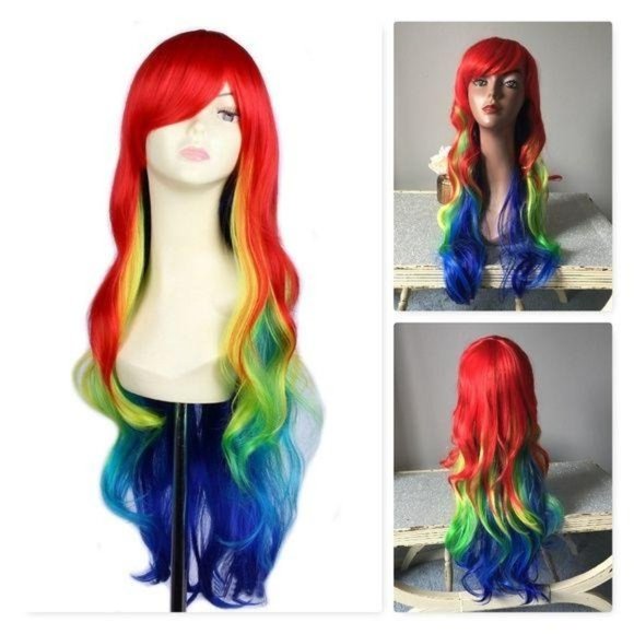 Boutique Fashion Wig Other - 32" Synthetic Rainbow Multi Color Wig NEW